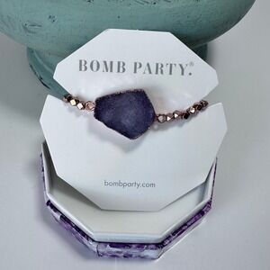 Bomb Party "All About the Bling" RBP4919 Lavender Druzy Quartz RoseGold Bracelet